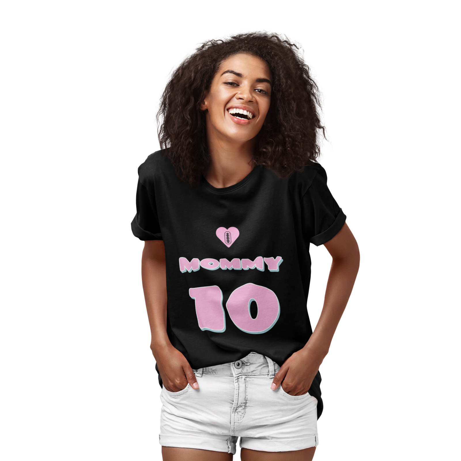 Mom Ten Female Graphic Tees Short Sleeves Crew Neck Mother's Day Black T-Shirt