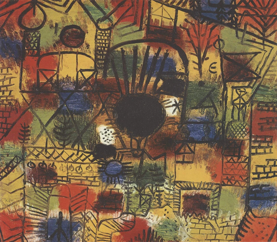 PAUL KLEE Composición con Punto Focal Negro 15.75" x 19.75" Litografía Offset 1 Foto 2 de 4