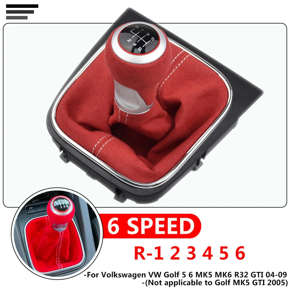 For 2004 2006-2009 Volkswagen Golf 6 Speed Gear Shift Knob Suede Cover - Imagem 4 de 4