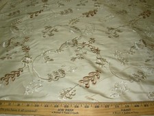 5 YDS 100 SILK FLORAL SCROLLS EMBROIDERED DRAPERY UPHOLSTERY FABRIC FOR LESS
