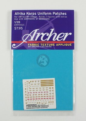 Archer 1/35 German DAK Afrika Korps Uniform Patches Artillery Troops AR99052C