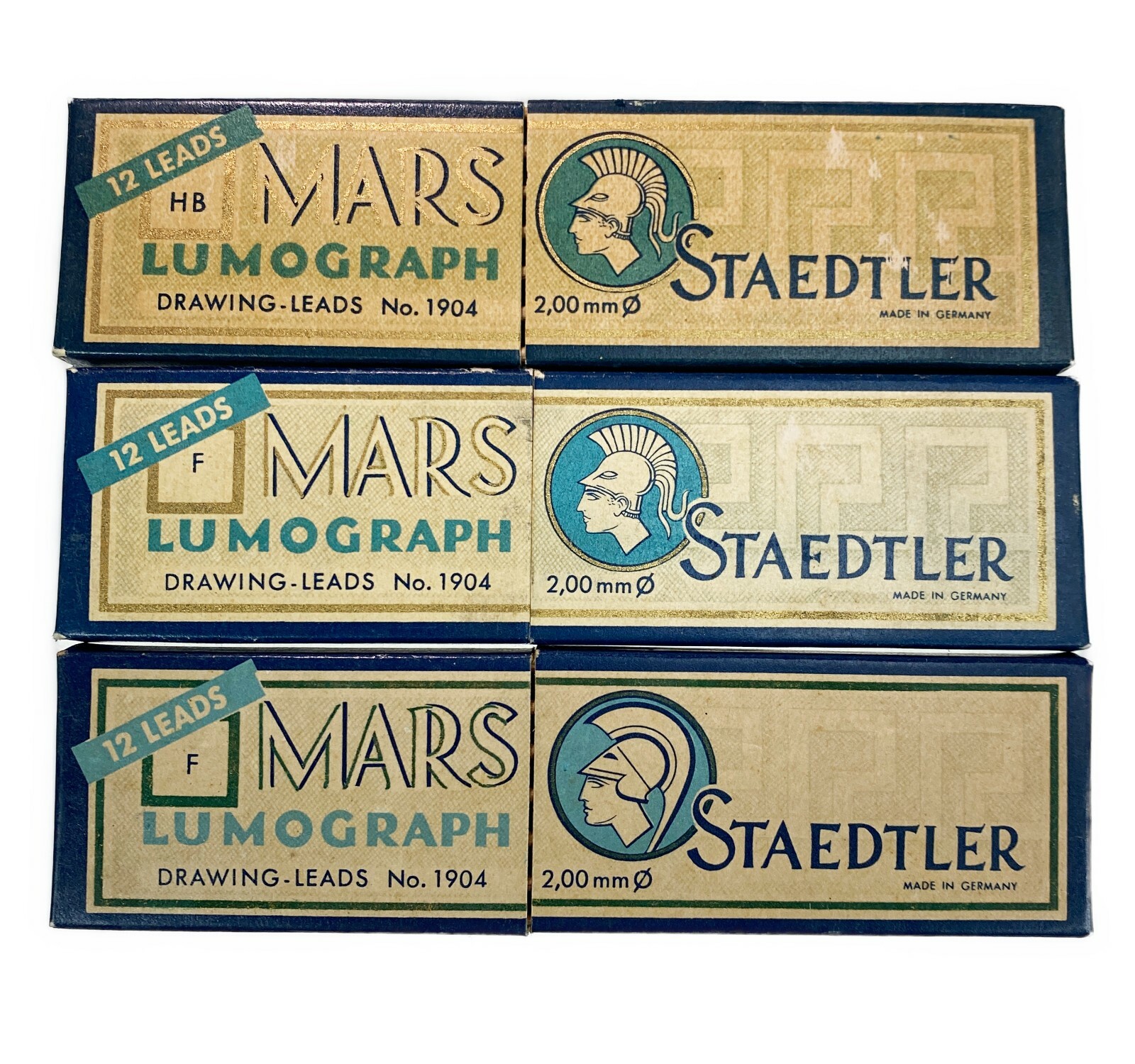 3 Boxes Staedtler Mars Drawing Leads #1904 Vtg Germany Mechanical Refill Led
