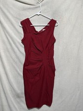 Haute Edition cap Sleeve Waist Bodycon Cocktail Dress dark red small