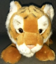 3x FAO 17" Macy's Lying Down Tiger  15" FAO TOYS"R"US Sitting Purple Bear Dolls