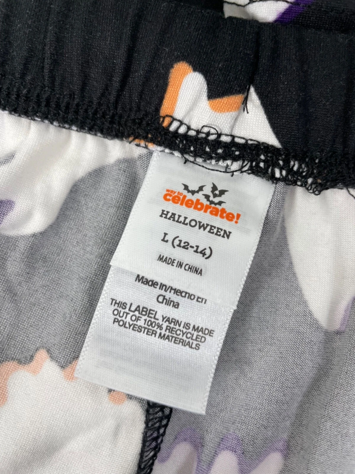 Womens Ghost Print 2-Piece Pajama Set Large 12-14 Top & Shorts