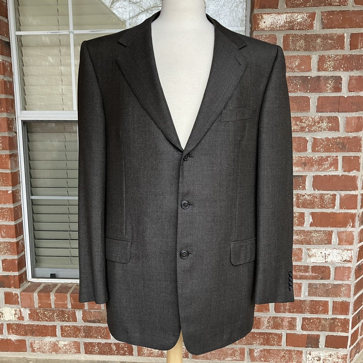 ERMENEGILDO ZEGNA Trofeo Suit Jacket / Blazer BLACK / BROWN - Sz 