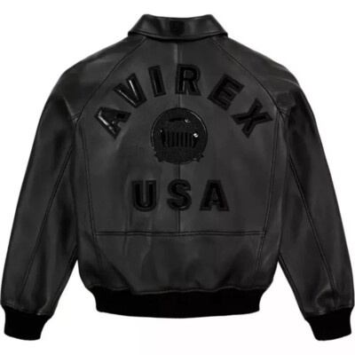 New Men's Avirex Real Leather Bomber American Flight Jacket Leather Icon Jacket