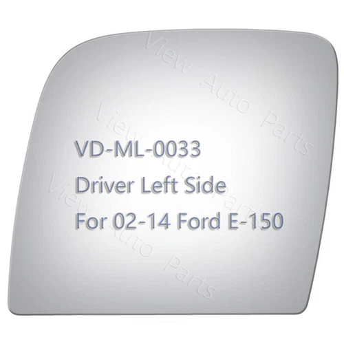 Replacement Upper Mirror Glass for 02-14 Ford E-150 Driver Side LH Adhesive Flat