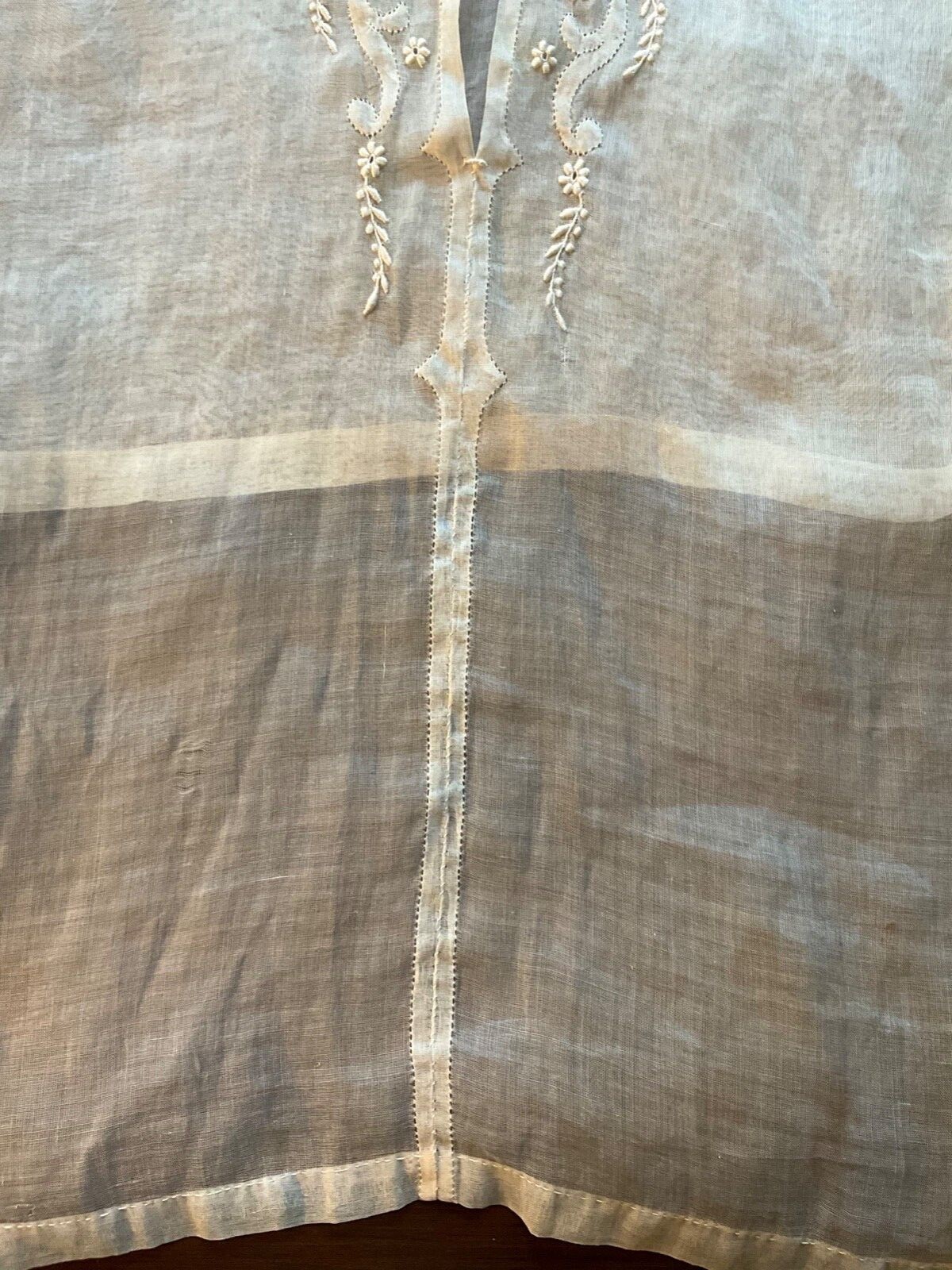 Rare antique French handembroidered linen shirt fron… Gem