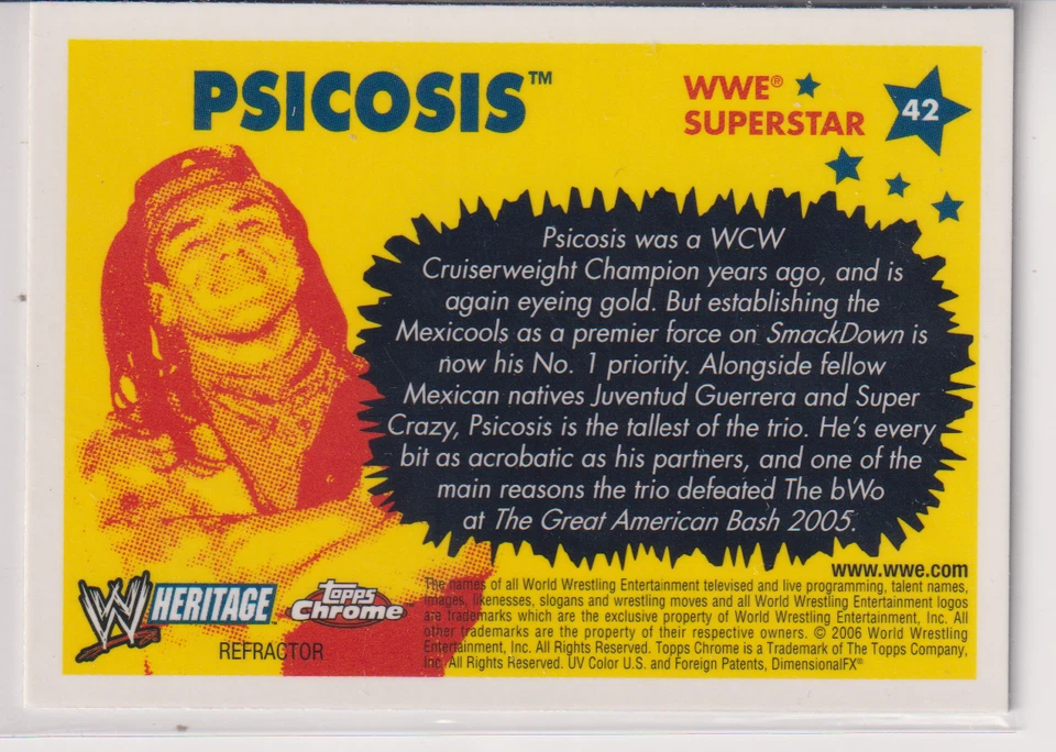 Psicosis 2006 Topps WWE Heritage Chrome Refractor Card # 42 $1.00 Shipping WCW - Image 2 of 2