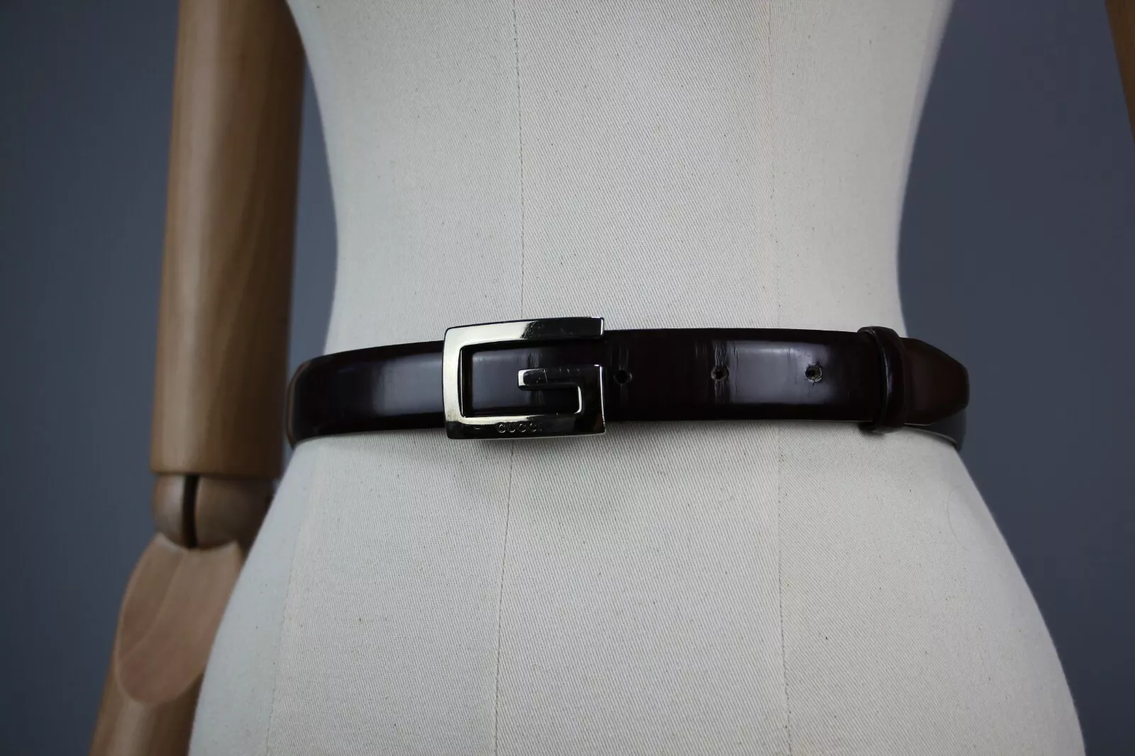 Ceinture GUCCI GG vintage années 90 cuir marron authentique boucle G Taille : 70 cm