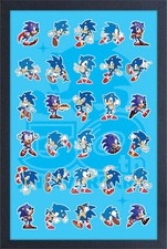 SONIC THE HEDGEHOG POSES 13x19 PÓSTER GELCOAT ENMARCADO ¡SEGA ICONO JUGADORES DE NINTENDO!!