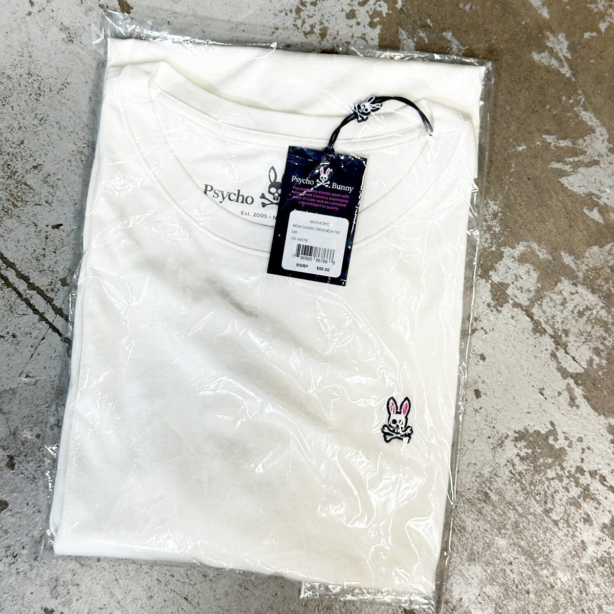 NEW* Men Psycho Bunny CLASSIC CREW NECK TEE Whtie (B6U014CRPC 100