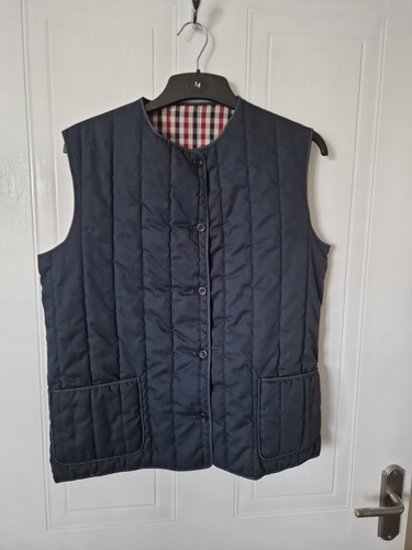Vintage Navy Checked Aquascutum Showerproof Reversible Waistcoat,Size 12, VG Con