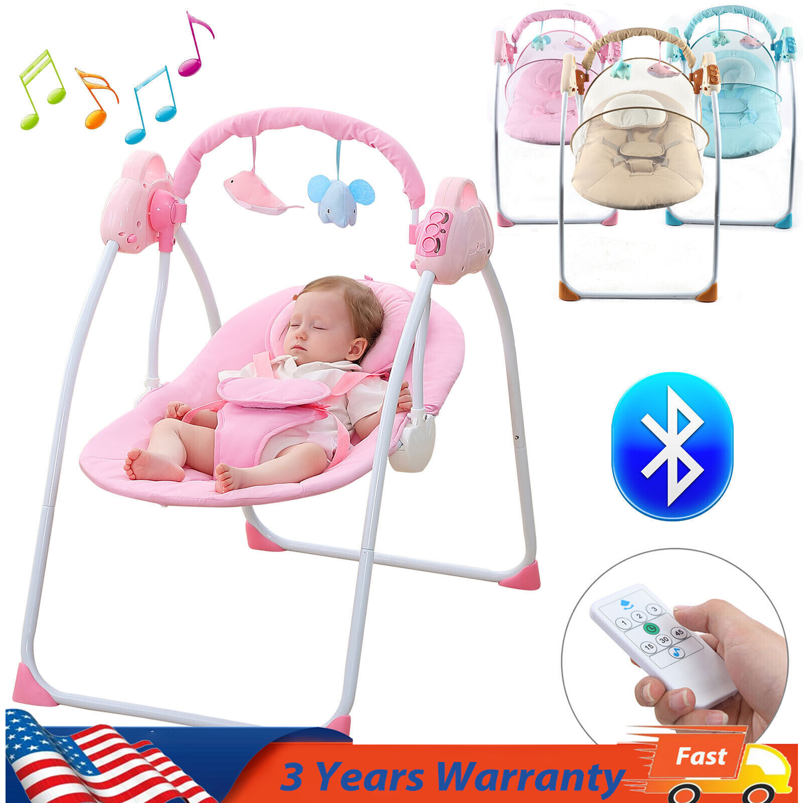 Portable Electric Rocker Baby Swing with Music and Swaying Cradle Seat