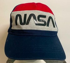 NASA Trucker Snapback Hat Cap Blue Red Grey Worm LOGO Adjustable Pre-Owned