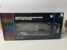 New Open Box vintage soundesign stereo Portable Radio 2323 With Mini-Phones
