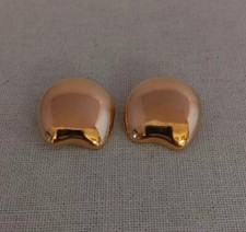Vintage Monet Signed Shiny Gold Toned Clip On Earrings