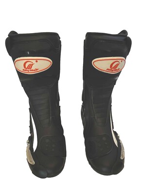 Waterproof Motorcycle Boots - Winter Touring Riding Boots, Black Leather With Ankle & Shin Protection, Size 41
