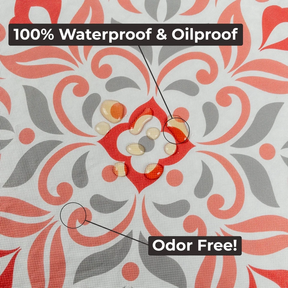 Round Vinyl Tablecloth Fitted Elastic Flannel Backed table cover Indoor/Outdoor - Image 2 of 4