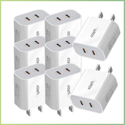 Dual PD 40W Fast Wall Charger Power Adapter For iPhone 17 16 15 14 13 12 11 Lot