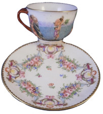 Antigua taza y platillo de porcelana Richard Ginori del siglo XIX para moca taza de porcelana Doccia