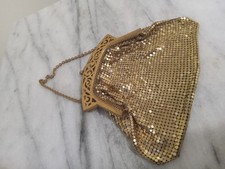 Vintage Woman's Mesh Gold Evening Bag Purse Metal Beautiful