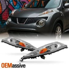 For 2011-2014 Nissan Juke Halogen Chrome Front Upper Turn Signal Headlights Pair