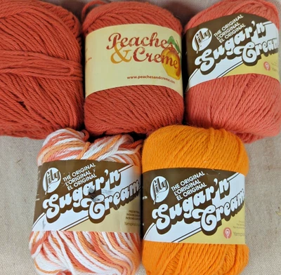 Lot 5 Cotton Yarn Skeins Orange Shades Sugar'n Cream Peaches & Creme - Image 1 of 4