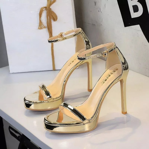 Sandales Emilio Pucci Lanières Dorées Noir - Taille 37.5, Talon 10 Cm, Occasion Très Bon état