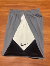 Nike Dri-FIT Youth Athletic Shorts Gray Elastic Waist Drawstring Breathable Med