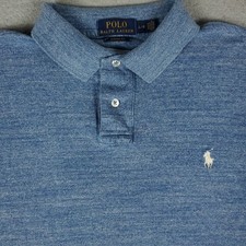 Ralph Lauren Polo Shirt Mens Large Blue Custom Fit Pony Casual Short Sleeve