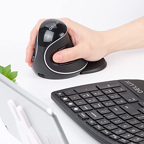 DELUX wireless ergonomic mouse, silent rechargeable vertical mouse, 2.4G, 2 mode - Picture 8 of 9