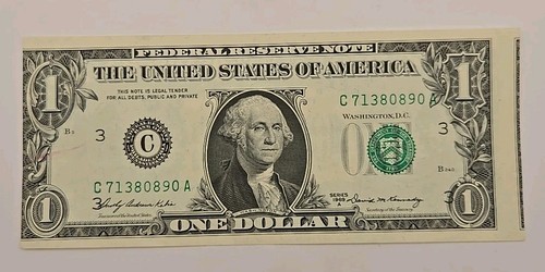1969 A Series $1 Note Alignment ERROR/Off Center