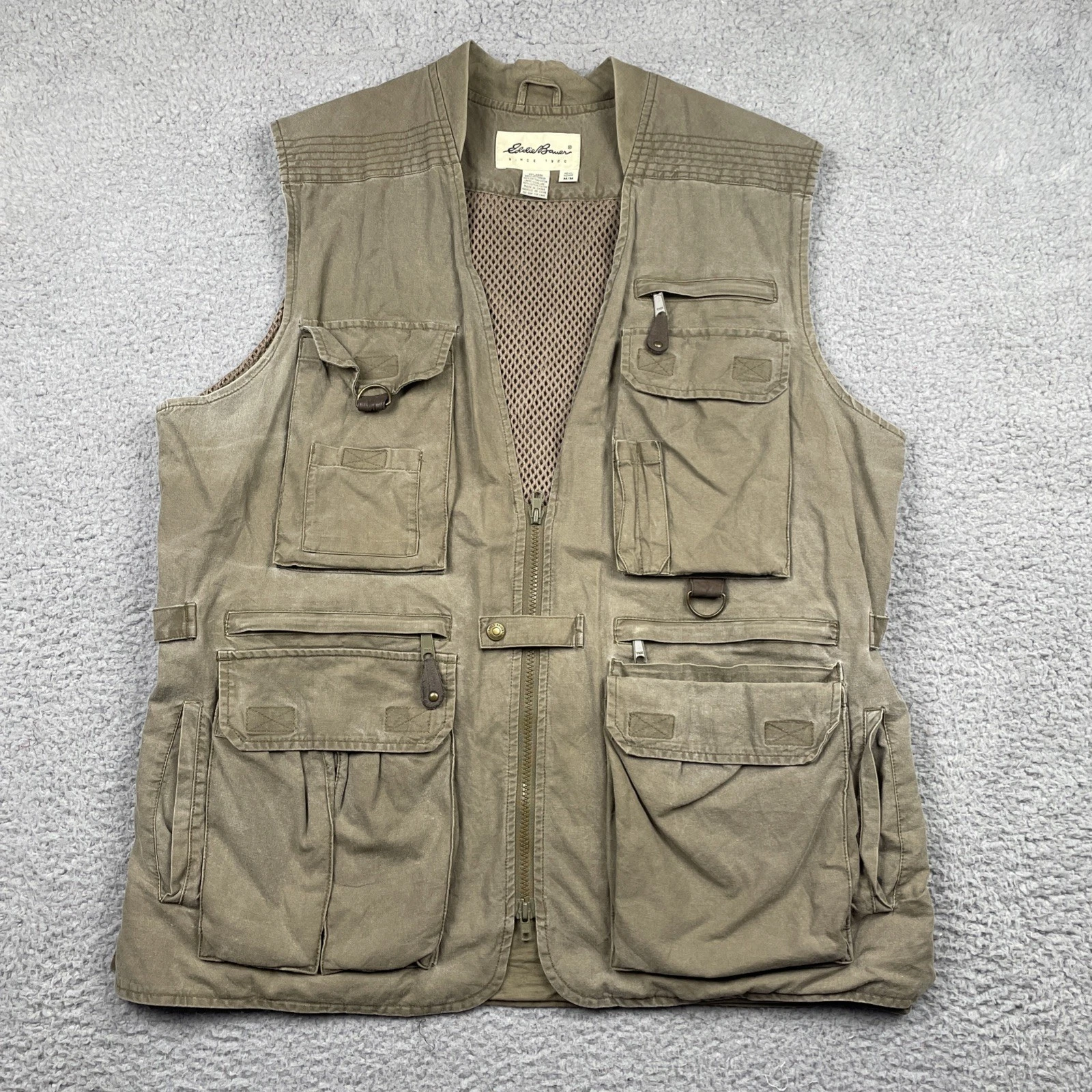 Eddie Bauer Men’s Utility Vest Medium Brown WPL 9647 Vented Adjustable Fishing