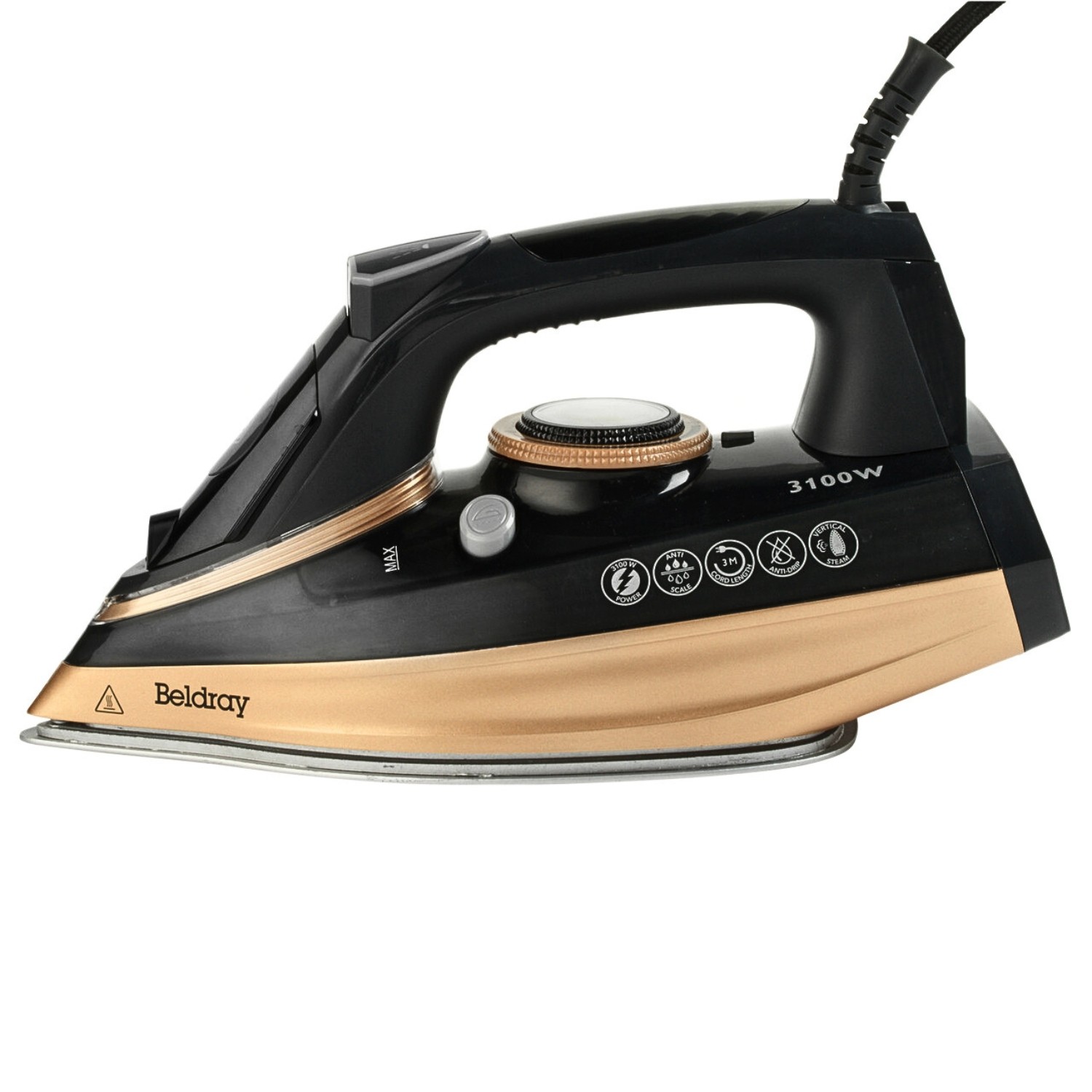 Beldray Steam Iron Ultra Ceramic Dual Soleplate Anti-Calc Anti-Drip 300ml Tank