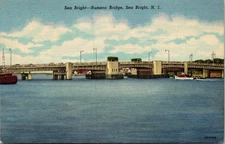 Postcard Sea Bright Rumson Bridge Sea Bright New Jersey Linen Unposted