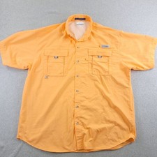 Columbia Bahama Shirt Mens XL Orange Omni Shade Vented Fishing Short Sleeve UPF