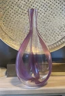 Vtg Italian Sculptural Art Deco Vase Pink Stripe 16" Hand Blown Glass Murano