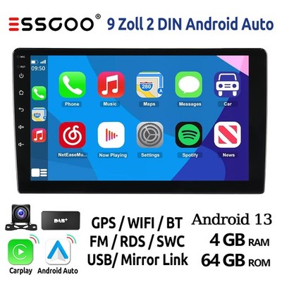 4+64G Android13 Kam Autoradio DAB 9'' 2 DIN Wireless Carplay Android Auto GPS USB