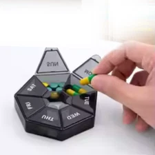 ROUND 7 DAY PILL BOX ORGANIZER FOR MEDICINE TRAVEL CASE HOLDER WEEKLY