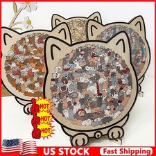 135-Piece Morandi-Colored Cat Shaped Wooden Jigsaw Puzzle Unique Challenging SP