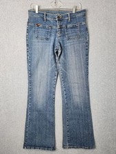 Bongo Womens Flare Jeans Size 11 Medium Wash Blue Y2K 90s No Back Pockets Flat