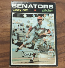 Topps 1971 Casey Cox Washington Senators #82 Rookie MLB Baseball Card Base Set. rookie card picture