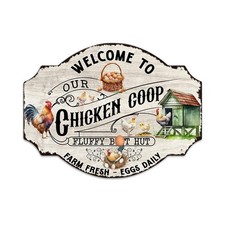 Chicken Sign Outdoor Decor, Large 18-inch Metal Farm Sign for Coop, Farmhouse...