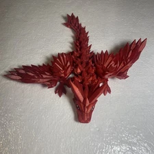18" Red Crystal Articulated Dragon 3D Printed Sensory, Fidget Toy/ Gift