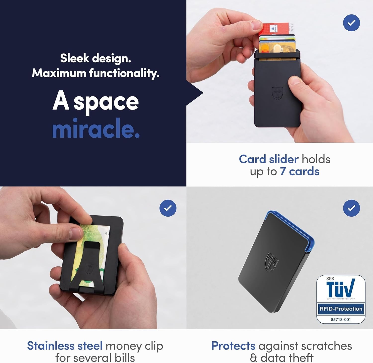 TRAVANDO SLYDE Aluminum Card Holder - RFID Blocking Slim Wallet for Men with ...