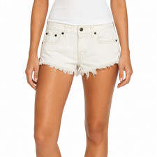 Levi's 501 Cut Off Shorts Womens Size W25 White Denim Boho Festival Daisy Dukes