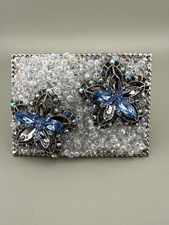 VTG Crystals Rhinestones And Blue Stone Belt Buckle Cowgirl Rodeo Horses
