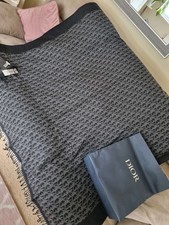 Authentic Dior Noir Plaid 145X185CM 100% Wool Throw/Blanket Brand New